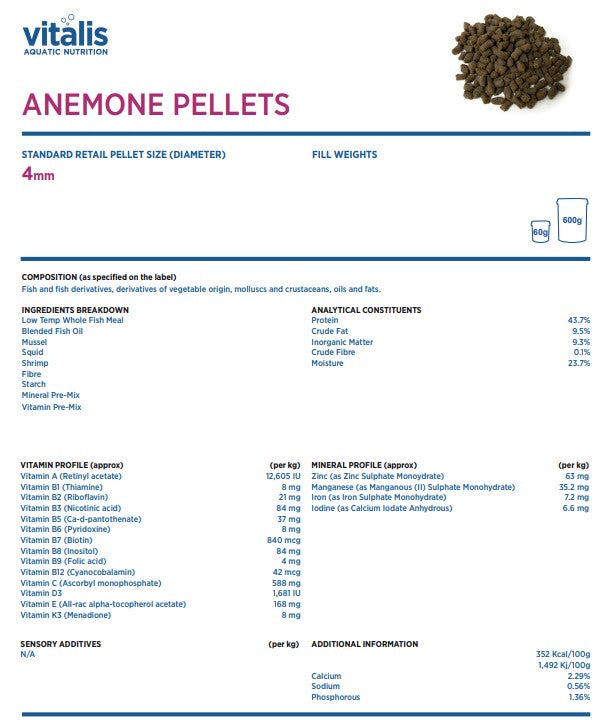 Vitalis Anemone Pellets 60g