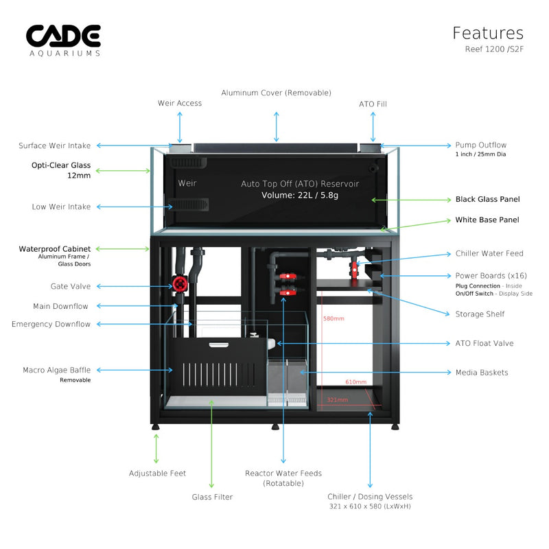 Cade Aquariums Reef S2/F ‘Frag’ 1200