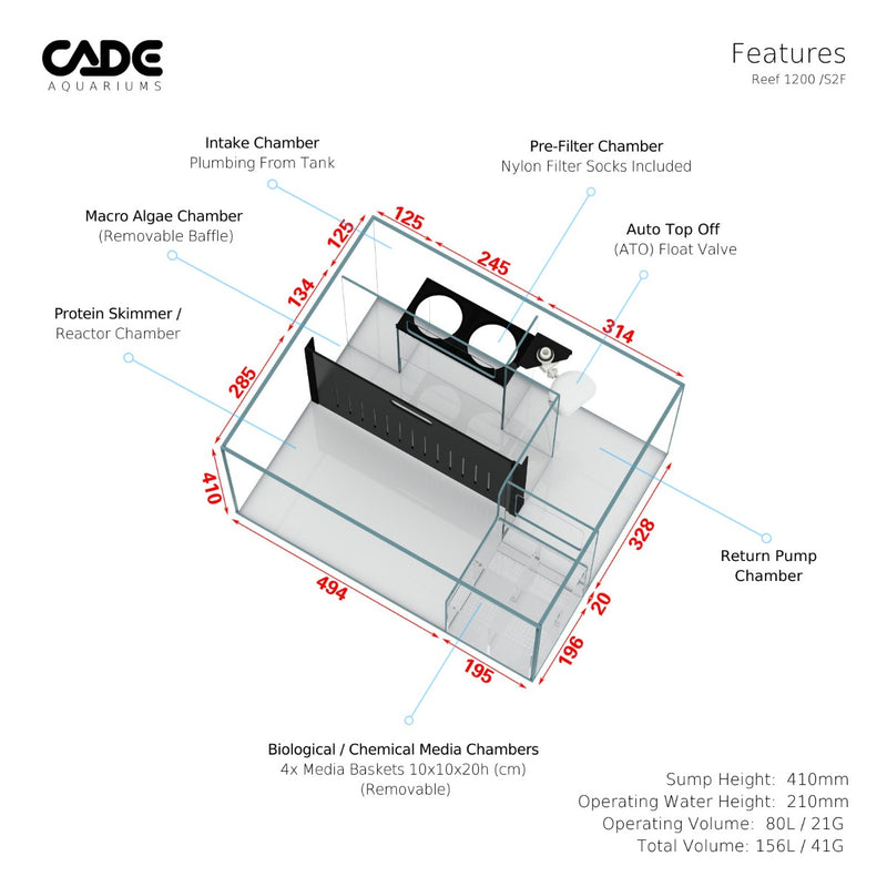 Cade Aquariums Reef S2/F ‘Frag’ 1200