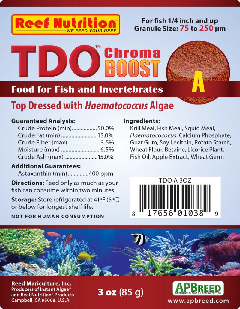 Reef Nutrition TDO Chroma Boost A (250 Micron) 3oz