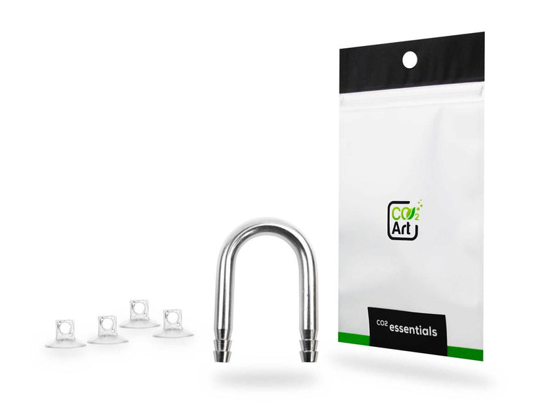 CO2Art SS-Series U-Bend - Large (20mm Glass) Stainless Steel Tubing Connector  & 4 Suction Cups