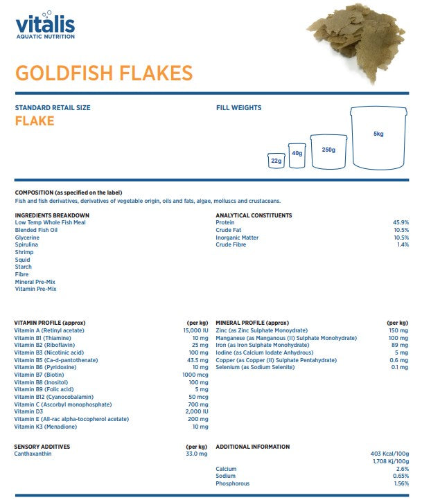 Vitalis Goldfish Flakes 22g