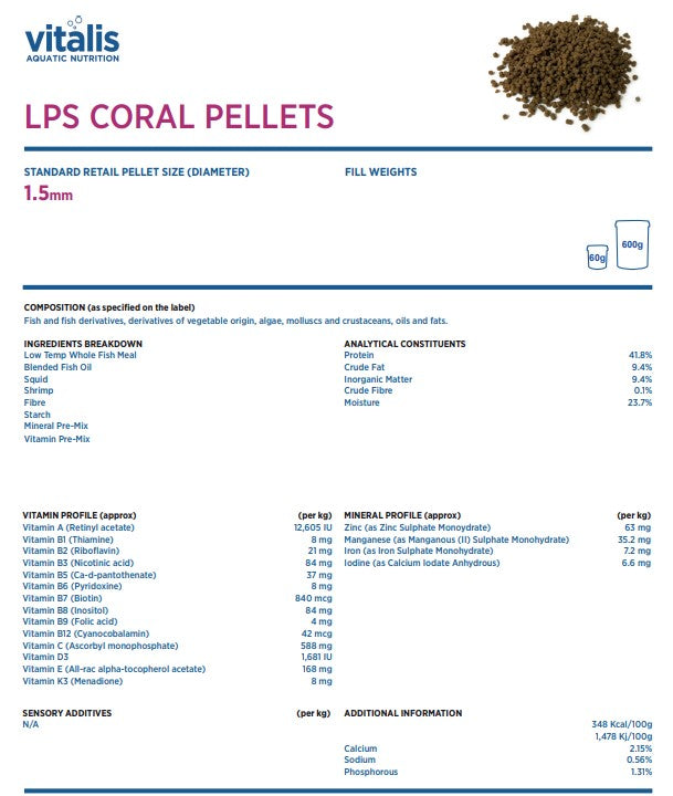 Vitalis LPS Coral Pellets 60g