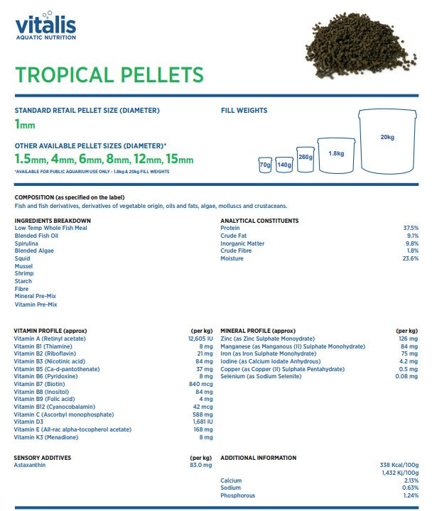 Vitalis Tropical Pellets  70g