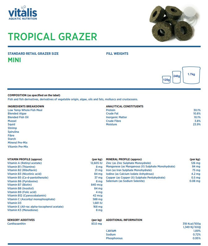 Vitalis Tropical Grazer Mini 120g