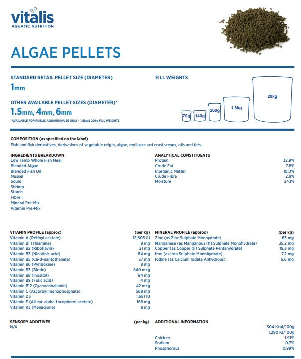 Vitalis Algae Pellets 70g